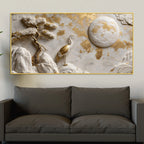 Luxury Golden Crane Zen Landscape 3D Canvas Wall Painting