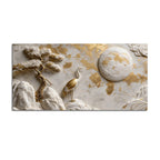 Luxury Golden Crane Zen Landscape 3D Canvas Wall Painting