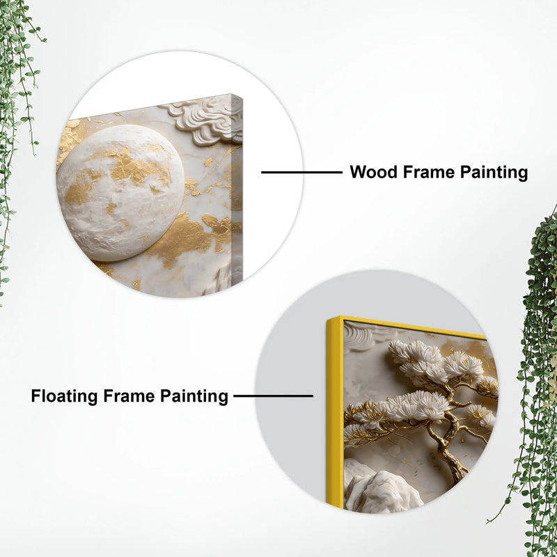 Luxury Golden Crane Zen Landscape 3D Canvas Wall Painting