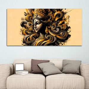 Luxury Golden Durga Wall Painting for Décor