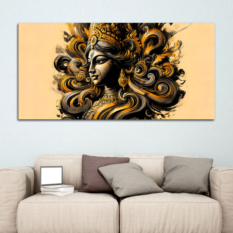 Luxury Golden Durga Wall Painting for Décor