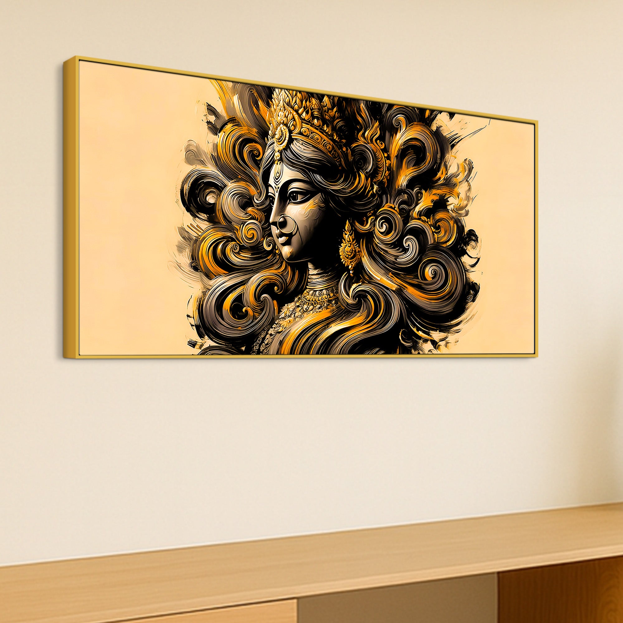 Luxury Golden Durga Wall Painting for Décor