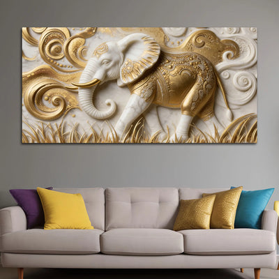 Luxury Golden Elephant 3D Canvas Wall Painting
