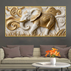 Luxury Golden Elephant 3D Canvas Wall Painting