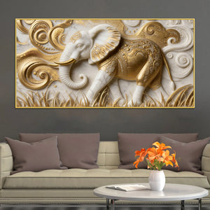 Luxury Golden Elephant 3D Canvas Wall Painting