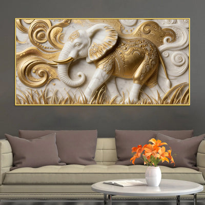 Luxury Golden Elephant 3D Canvas Wall Painting