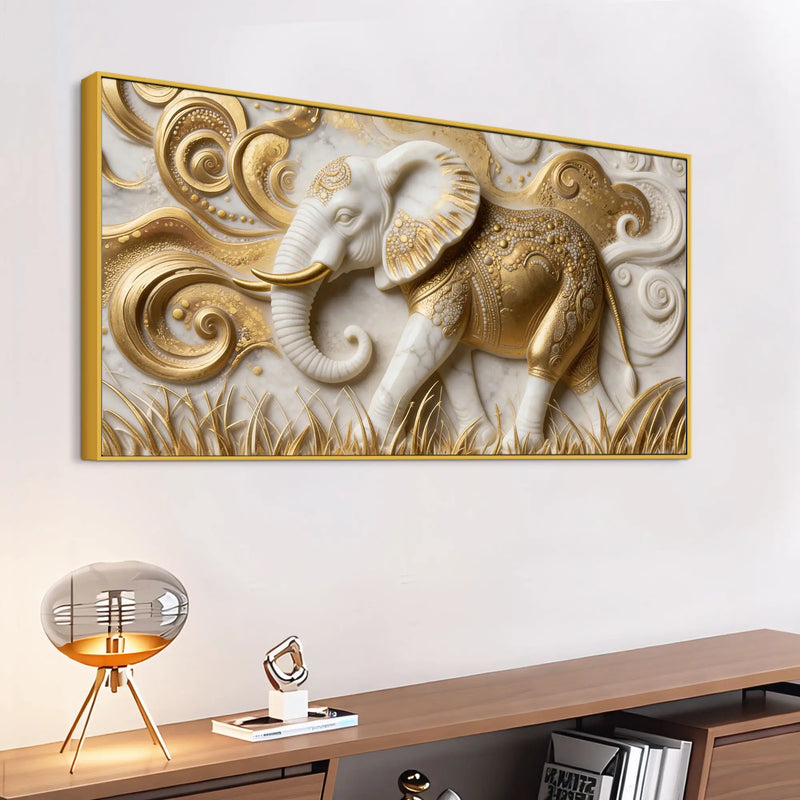 Luxury Golden Elephant 3D Canvas Wall Painting