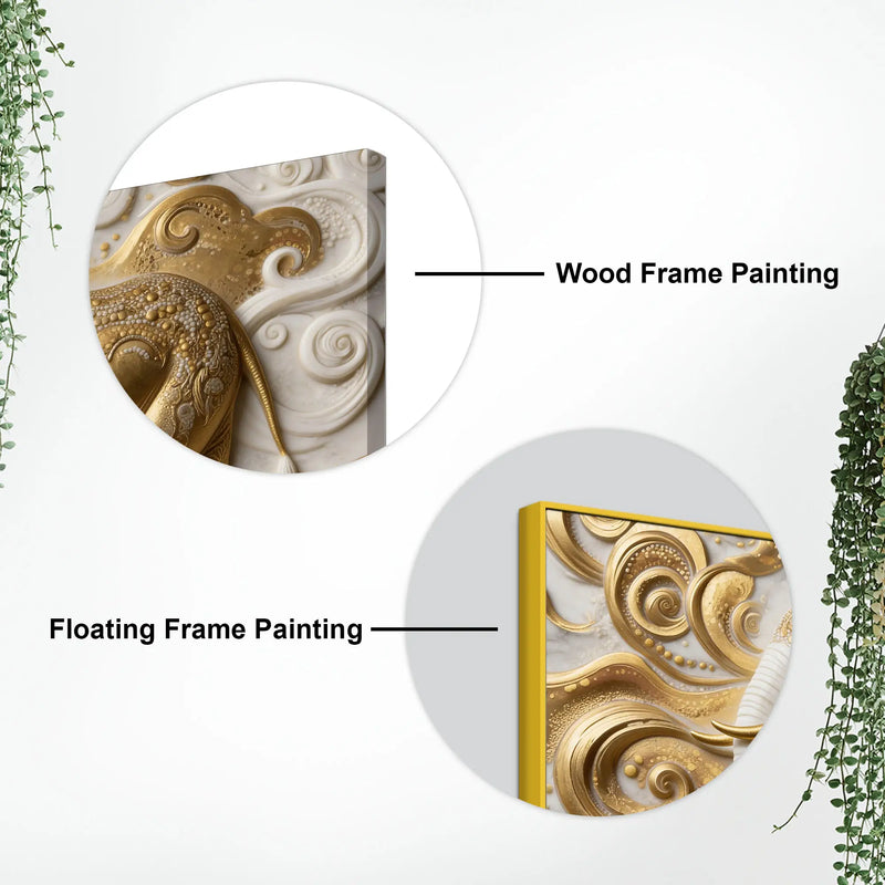 Luxury Golden Elephant 3D Canvas Wall Painting