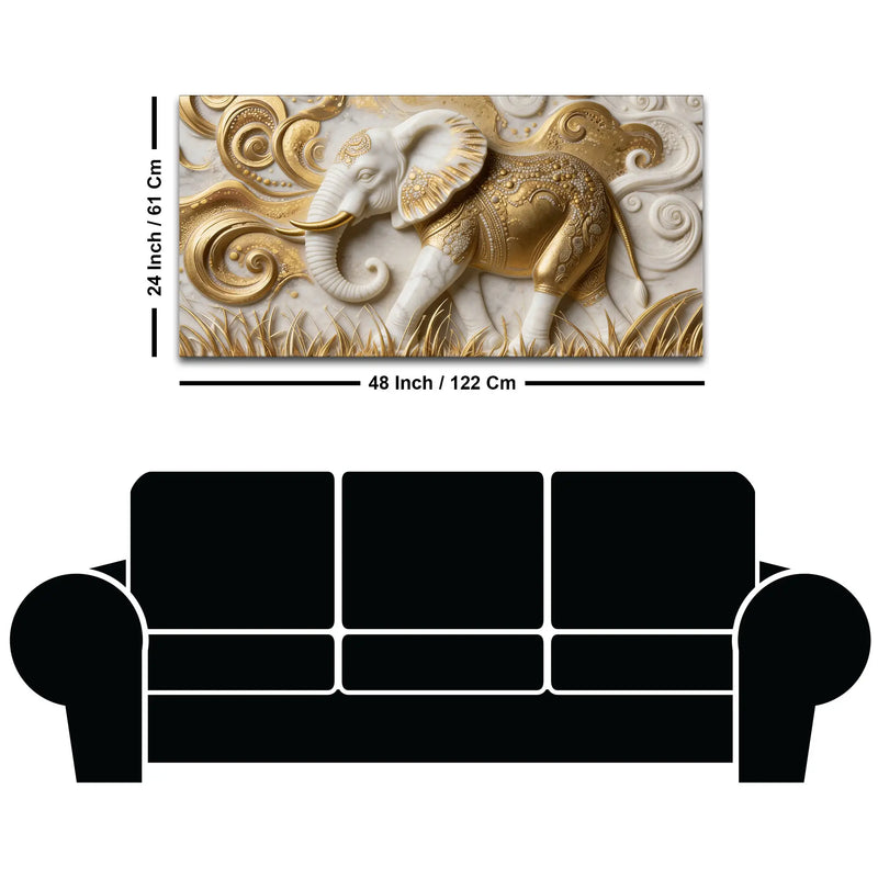 Luxury Golden Elephant 3D Canvas Wall Painting