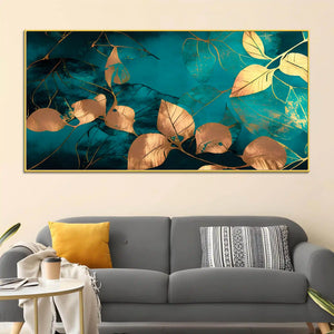Luxury Golden Leaves Canvas Painting for Luxury Interiors