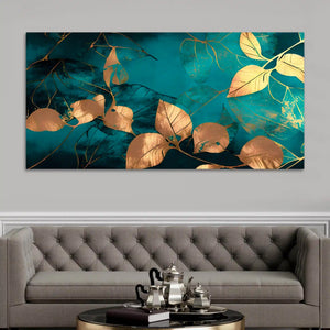 Luxury Golden Leaves Canvas Painting for Luxury Interiors