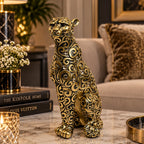 Luxury Golden Leopard Showpiece for Table & Shelf Decoration