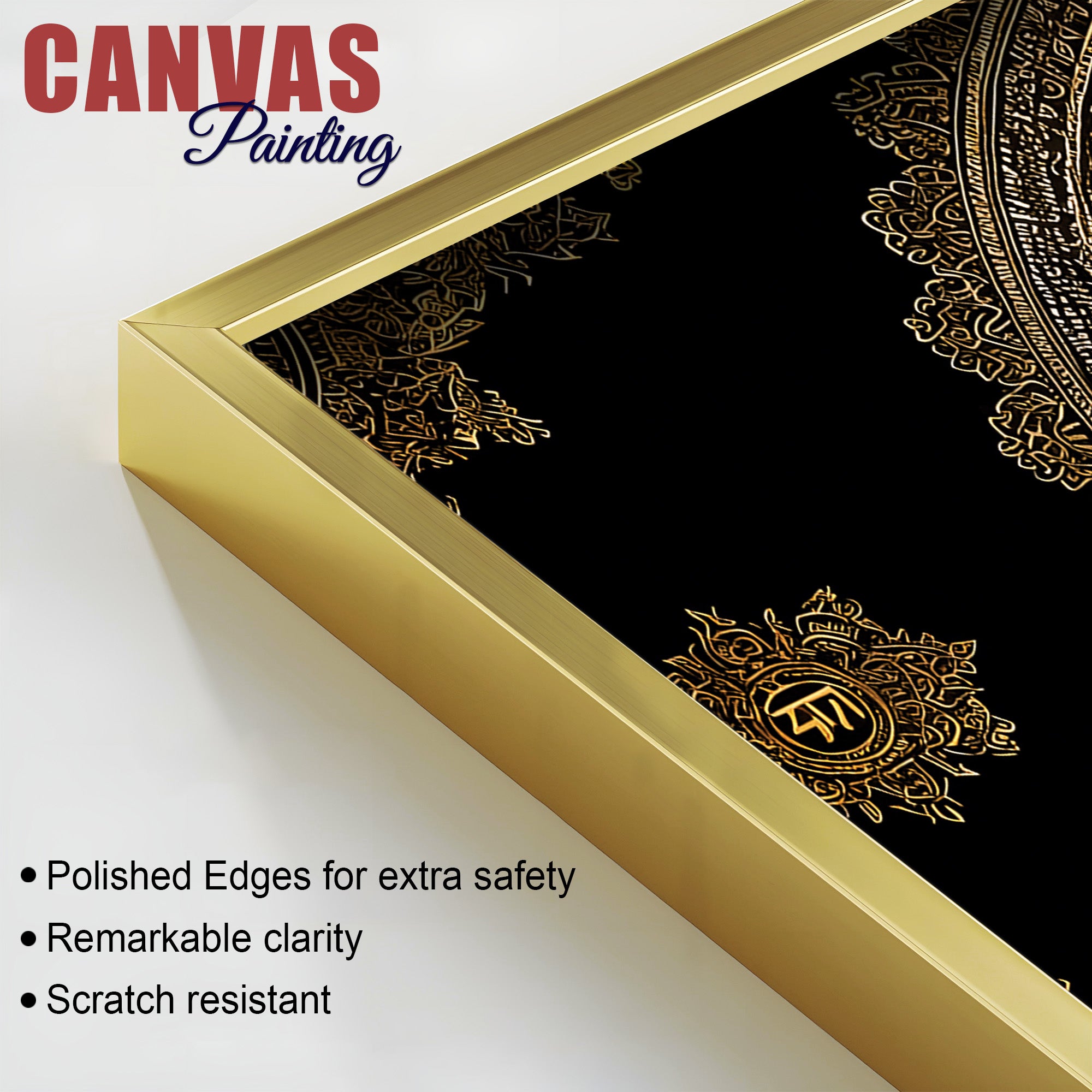 Luxury Golden Lord Ganesha Mandala Art Canvas Wall Painting for Home & Office Decor – Modern Devotional Wall Decor