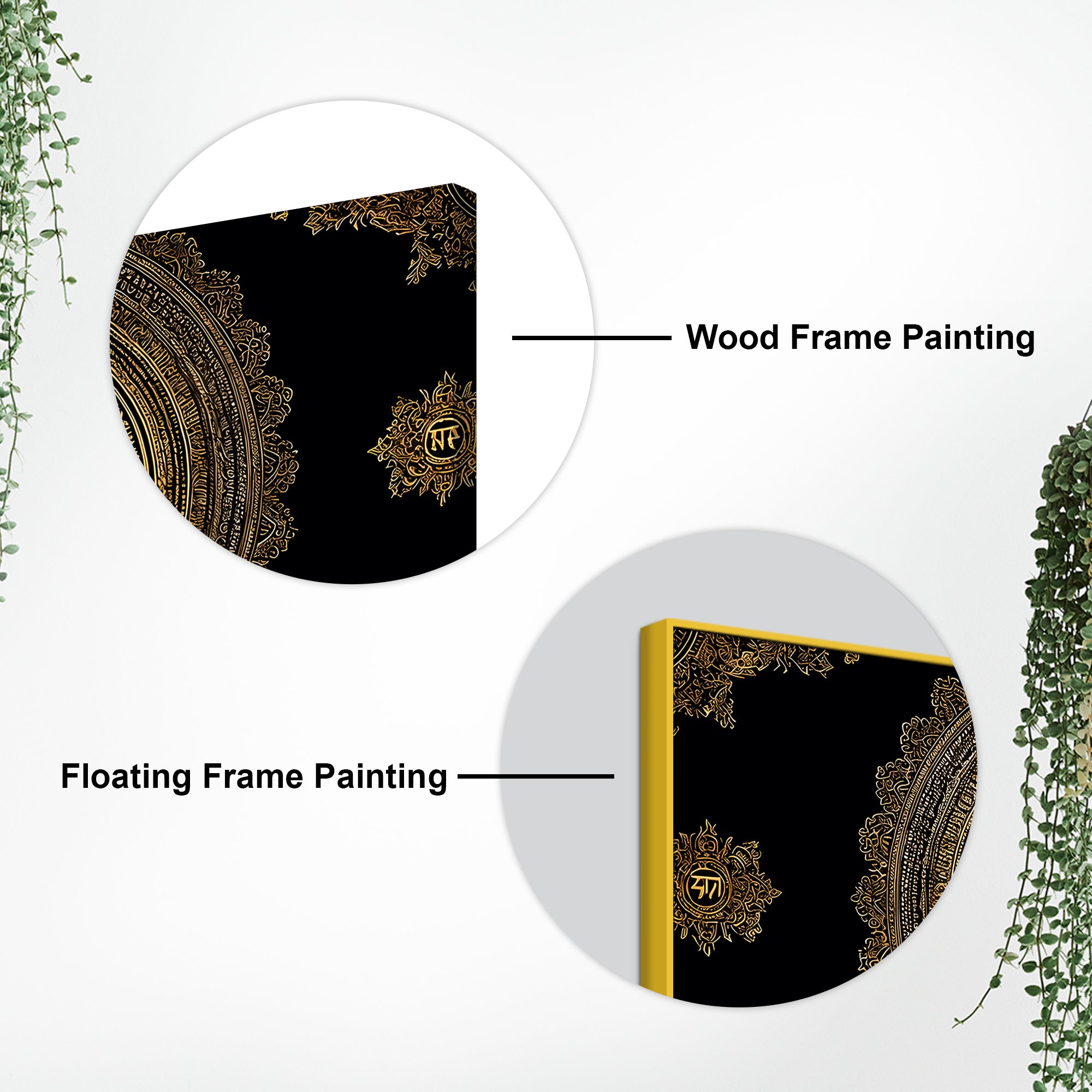 Luxury Golden Lord Ganesha Mandala Art Canvas Wall Painting for Home & Office Decor – Modern Devotional Wall Decor