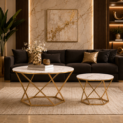 Luxury Golden Metal Coffee Table for Living Room
