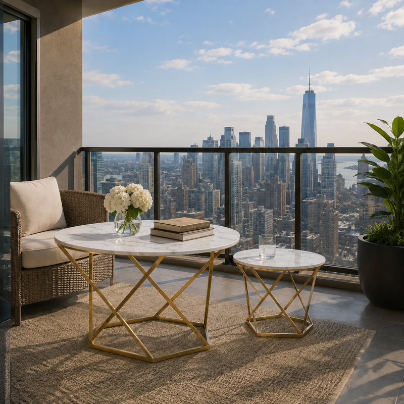 Luxury Golden Metal Coffee Table for Living Room