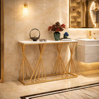 Luxury Golden Metal Finish Console Table with Criss-Cross Base