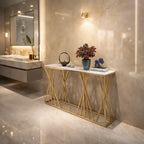 Luxury Golden Metal Finish Console Table with Criss-Cross Base