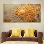 Luxury Golden Sunburst Textured Abstract Canvas Wall Painting