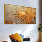 Luxury Golden Sunburst Textured Abstract Canvas Wall Painting