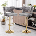 Luxury Grey Velvet Bar Lounge Chair with Gold Base