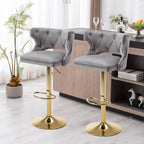 Luxury Grey Velvet Bar Lounge Chair with Gold Base