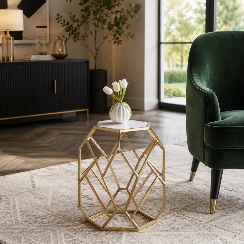 Luxury Hexagon Side Table with Modern Design