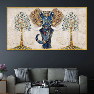 Luxury Home Décor Elephant Crystal Glass Painting
