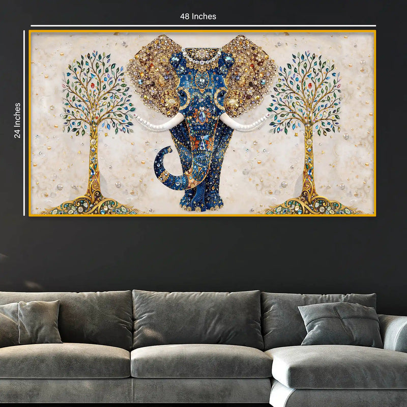 Luxury Home Décor Elephant Crystal Glass Painting