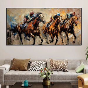 Luxury Horse Racing Canvas Painting for Modern Interiors