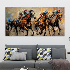 Luxury Horse Racing Canvas Painting for Modern Interiors