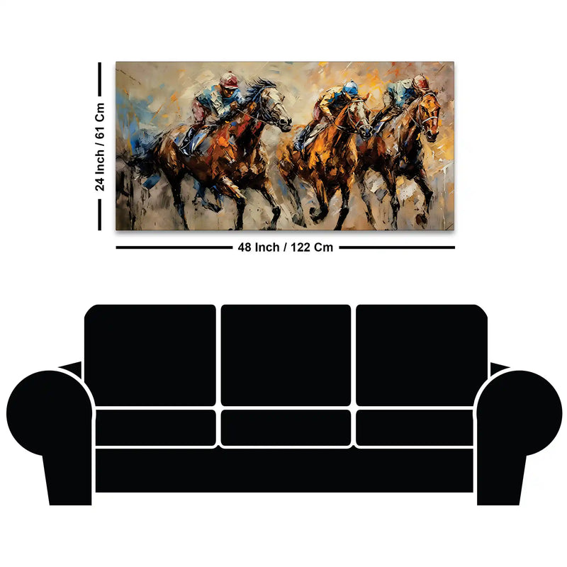 Luxury Horse Racing Canvas Painting for Modern Interiors