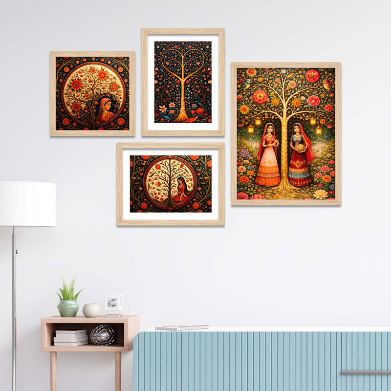 luxury-indian-floral-wall-frame-set-of-four