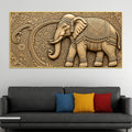 Luxury Indian Ornamental Elephant with Floral Pattern 3D Canvas Wall Painting