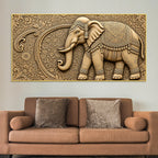 Luxury Indian Ornamental Elephant with Floral Pattern 3D Canvas Wall Painting