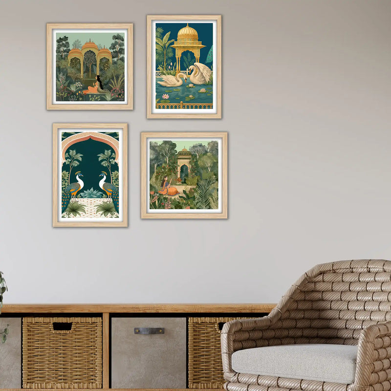 Luxury Indian Palace Wall Art Frame Set of 4