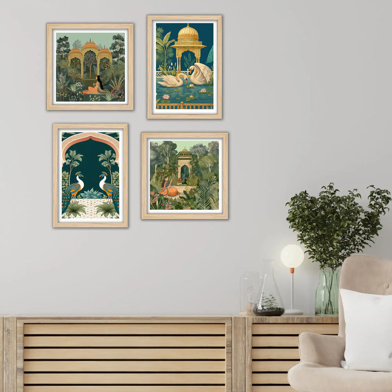 Luxury Indian Palace Wall Art Frame Set of 4