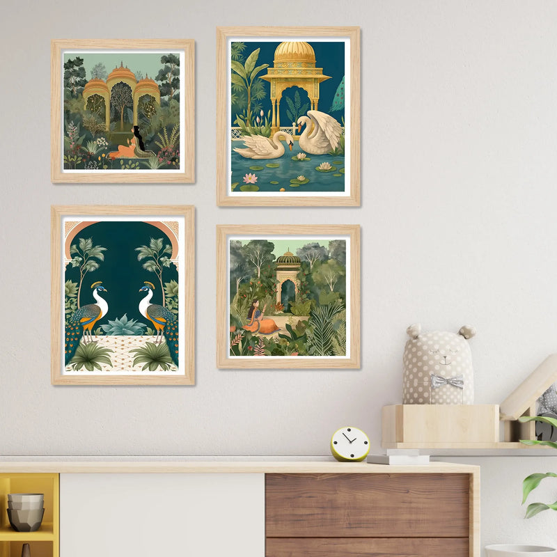 Luxury Indian Palace Wall Art Frame Set of 4