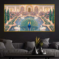 Luxury Indian Royal Palace Peacock Artwork Crystal Glass Wall Painting for Home Decoration