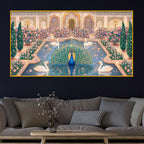 Luxury Indian Royal Palace Peacock Artwork Crystal Glass Wall Painting for Home Decoration