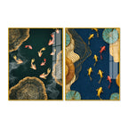Luxury Japanese Koi Fish Premium Acrylic Floating Wall Painting Set of 2