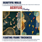 Luxury Japanese Koi Fish Premium Acrylic Floating Wall Painting Set of 2