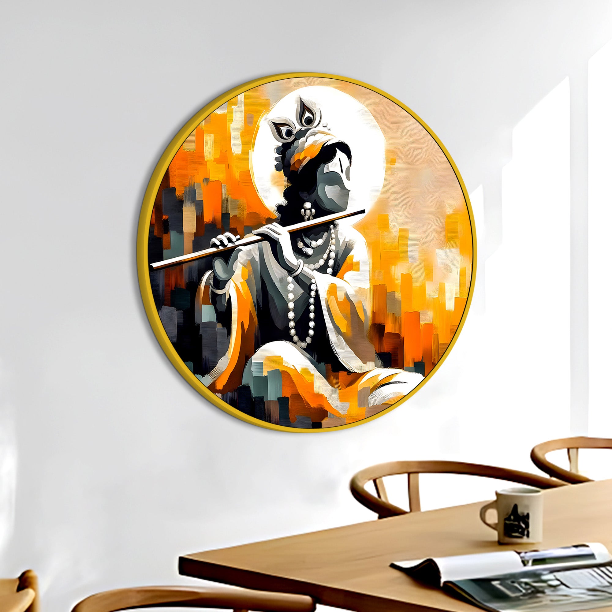 Luxury Krishna Round Frame Painting