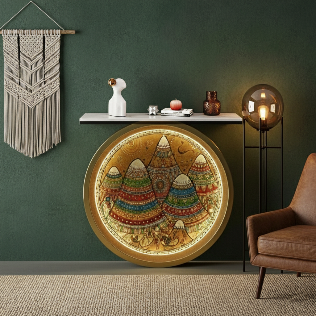 Luxury LED Console Table with Artistic Design for Modern Living Room