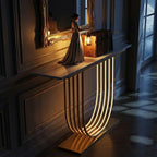 Luxury LED Console Table with Marble Top | Gold Home Decor (SS 302)