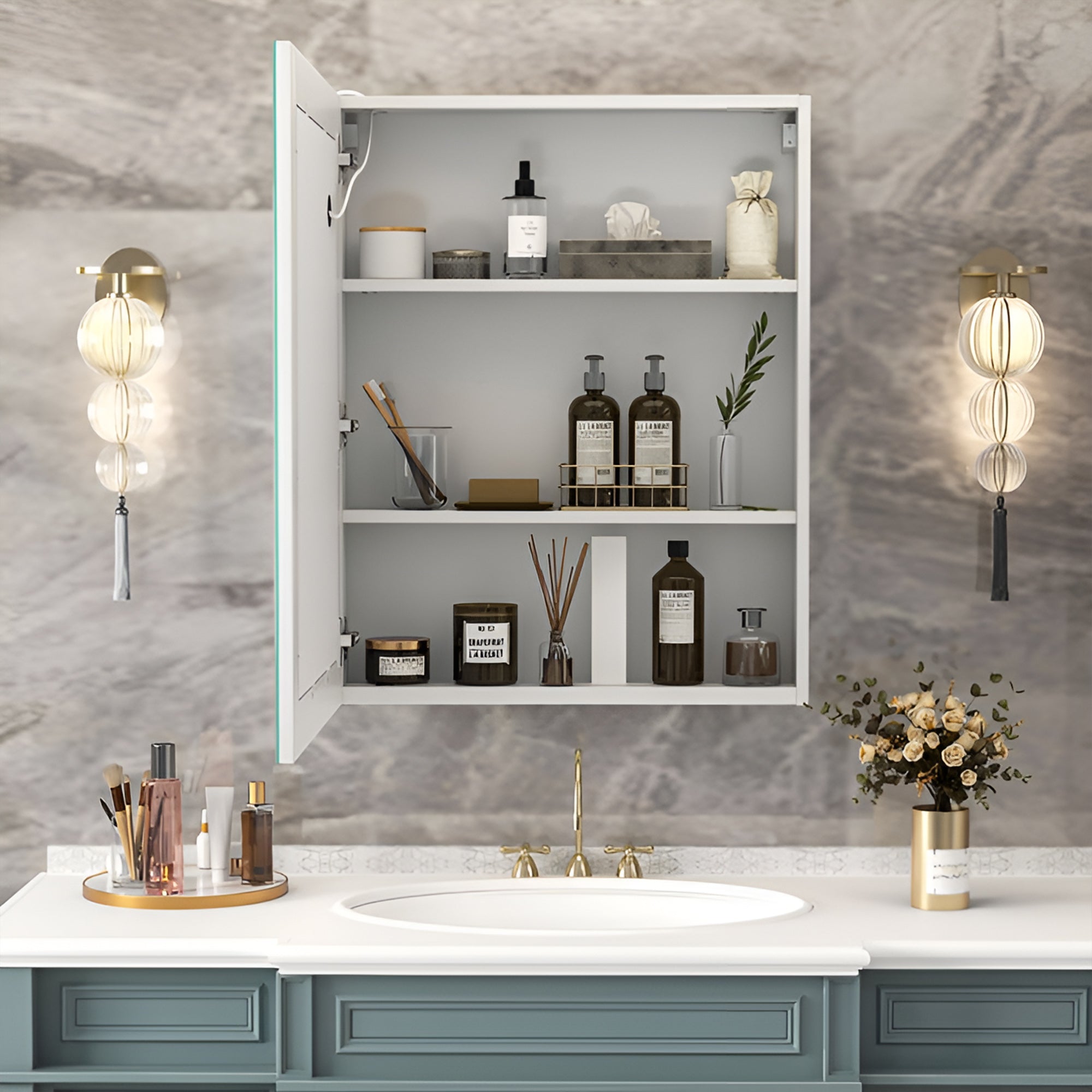 Luxury LED Mirror Cabinet with Minimal Frame and Touch Control