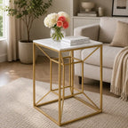 Luxury Living Room Side Table with Geometric Base Design