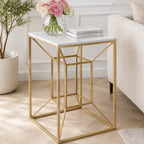 Luxury Living Room Side Table with Geometric Base Design