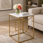 Luxury Living Room Side Table with Geometric Base Design