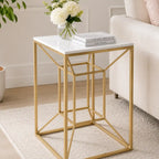 Luxury Living Room Side Table with Geometric Base Design